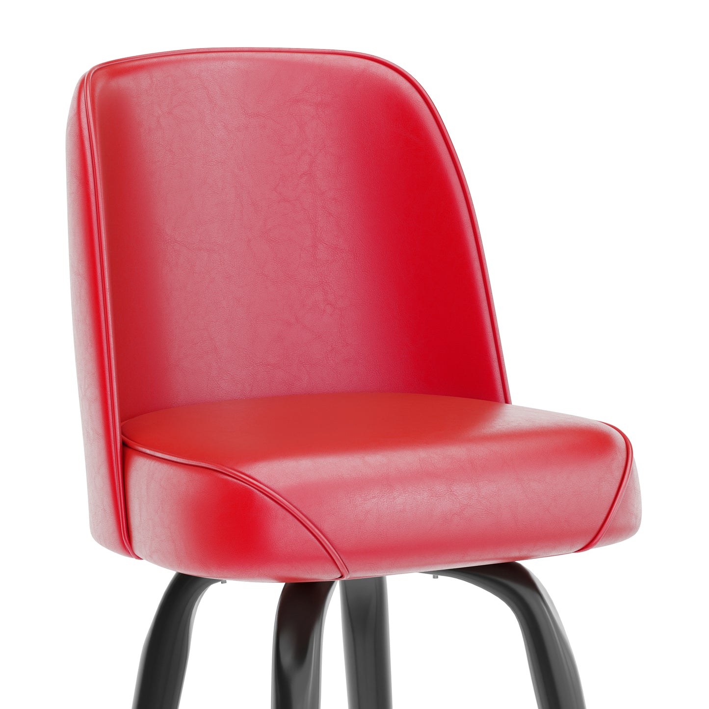 James Commercial Grade Metal Barstool with Red Swivel Bucket Seat Red