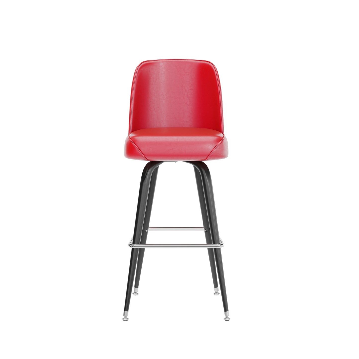 James Commercial Grade Metal Barstool with Red Swivel Bucket Seat Red