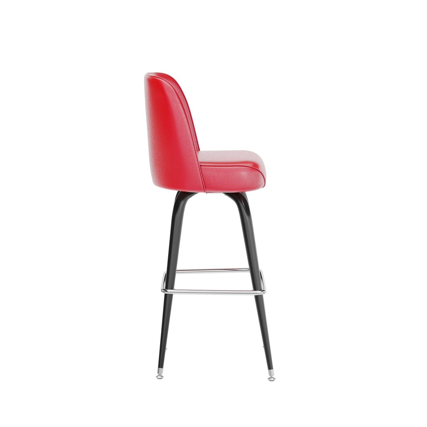 James Commercial Grade Metal Barstool with Red Swivel Bucket Seat Red
