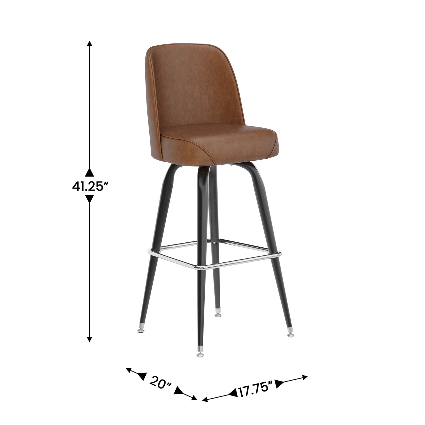 James Commercial Grade Metal Barstool with Weathered Brown Swivel Bucket Seat Weathered Brown