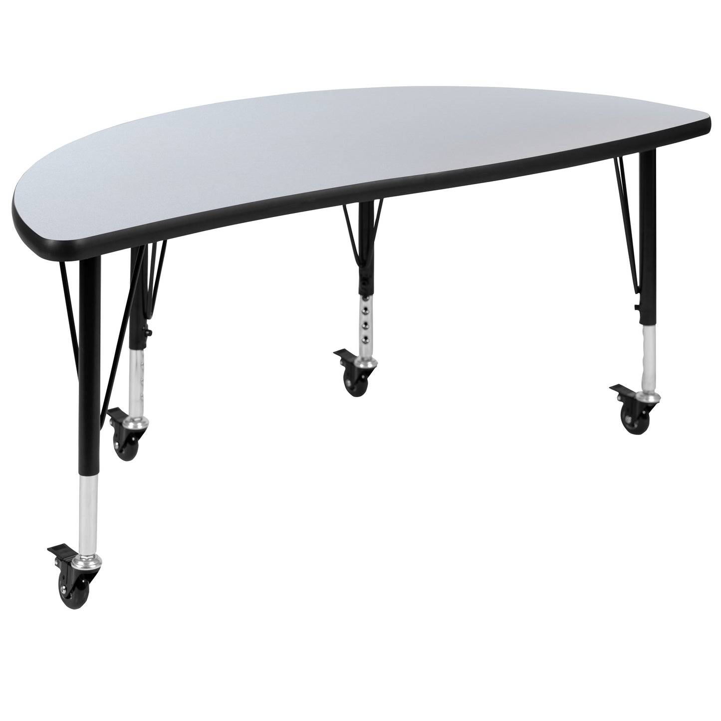 Emmy Mobile 76" Oval Wave Flexible Laminate Activity Table Set with 14" Student Stack Chairs, Grey/Black Grey