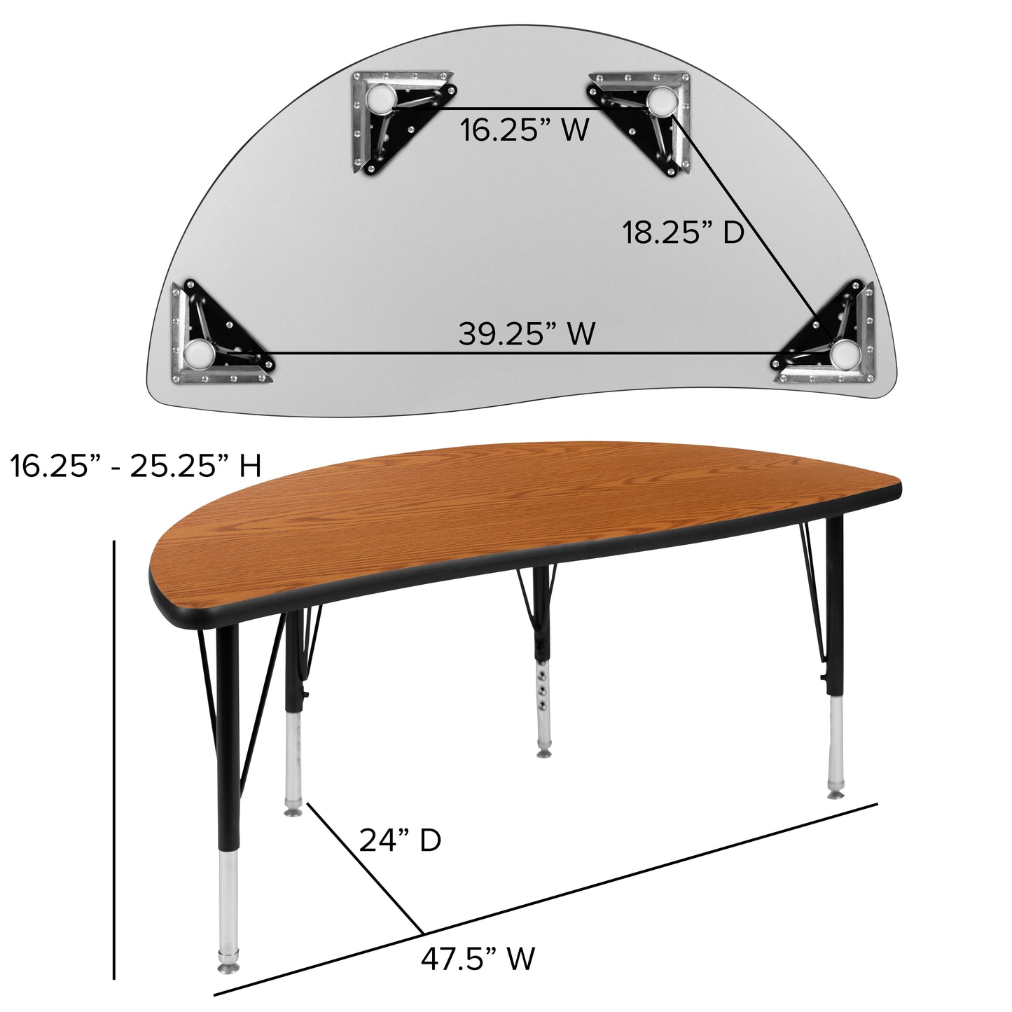 Emmy 76" Oval Wave Flexible Laminate Activity Table Set with 14" Student Stack Chairs, Oak/Black Oak XU-GRP-14CH-A3048CON-48-OAK-T-P-GG