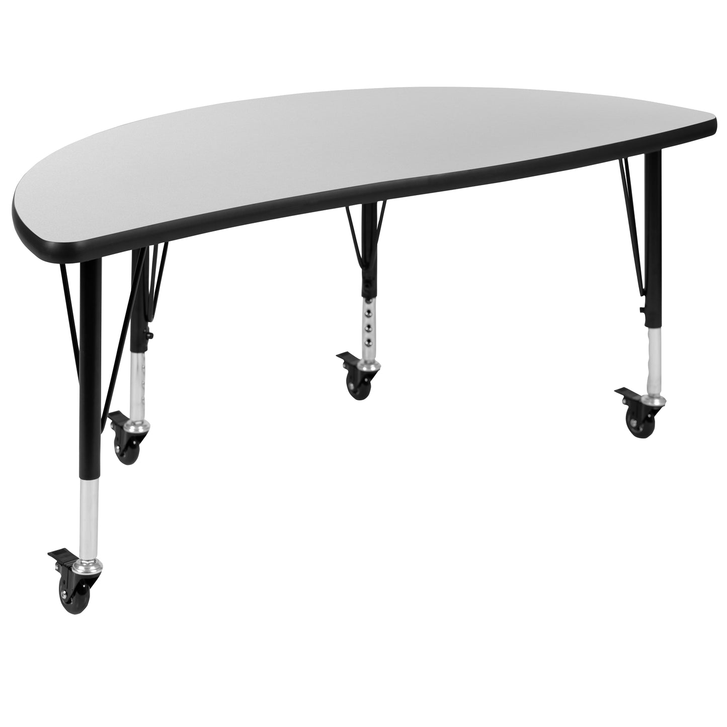 Emmy Mobile 47.5" Circle Wave Flexible Laminate Activity Table Set with 14" Student Stack Chairs, Grey/Black Grey