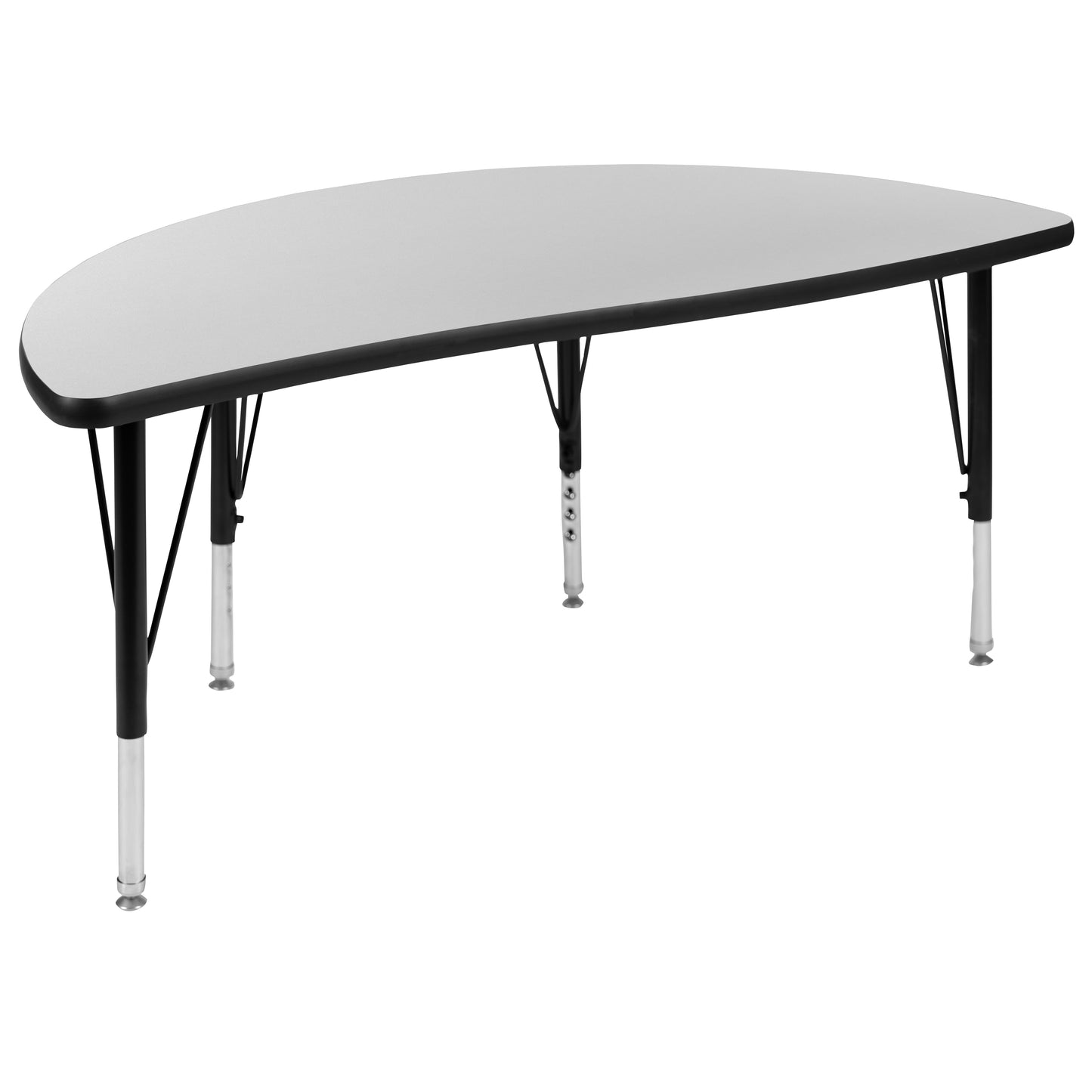 Emmy 47.5" Circle Wave Flexible Laminate Activity Table Set with 14" Student Stack Chairs, Grey/Black Grey