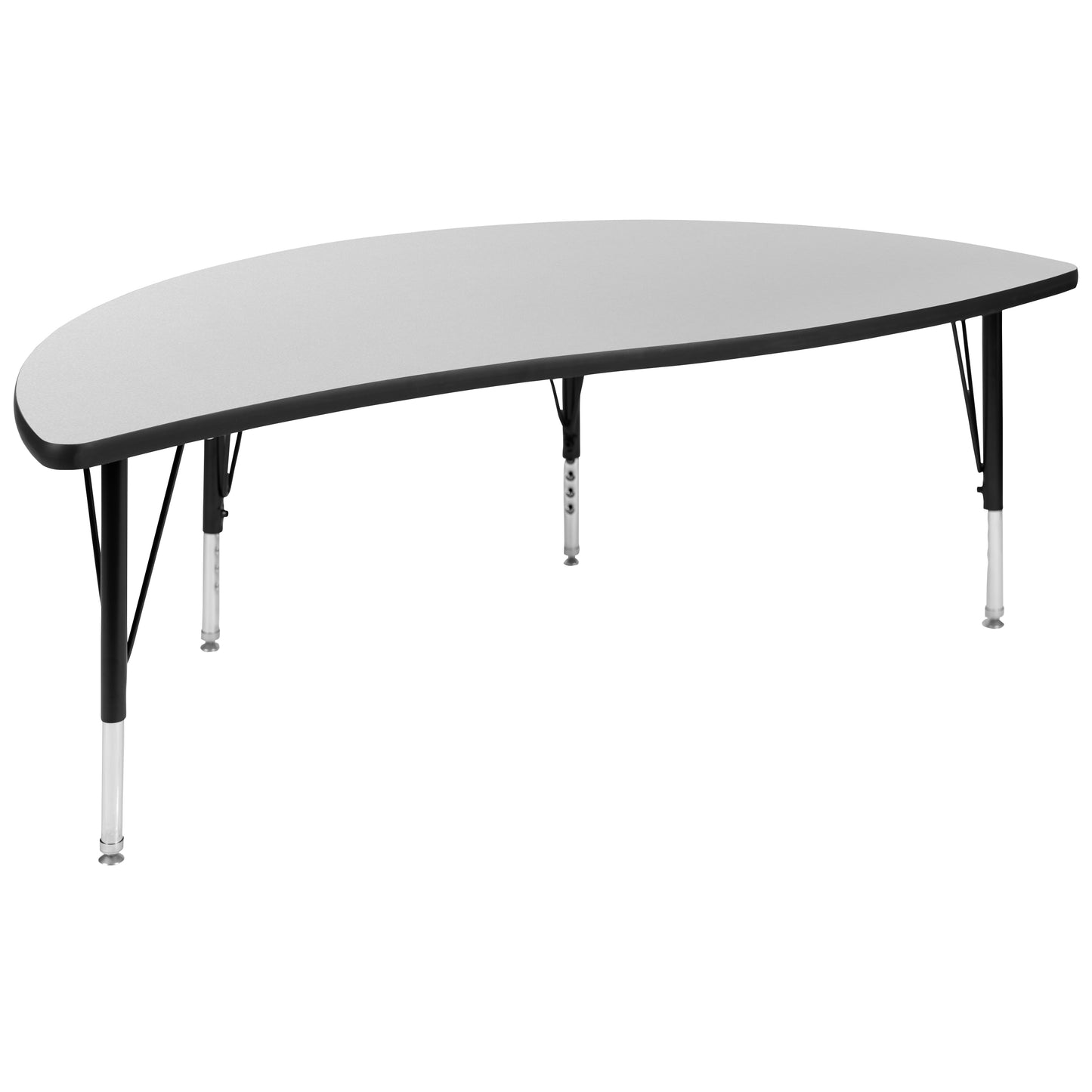 Emmy 60" Circle Wave Flexible Laminate Activity Table Set with 14" Student Stack Chairs, Grey/Black Grey