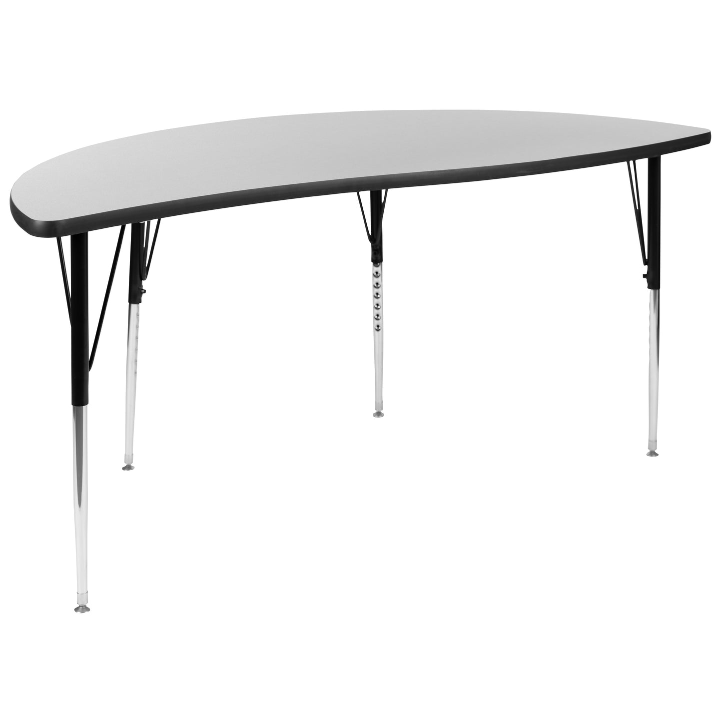 Emmy 60" Circle Wave Flexible Laminate Activity Table Set with 16" Student Stack Chairs, Grey/Black Grey XU-GRP-16CH-A60-HCIRC-GY-T-A-GG