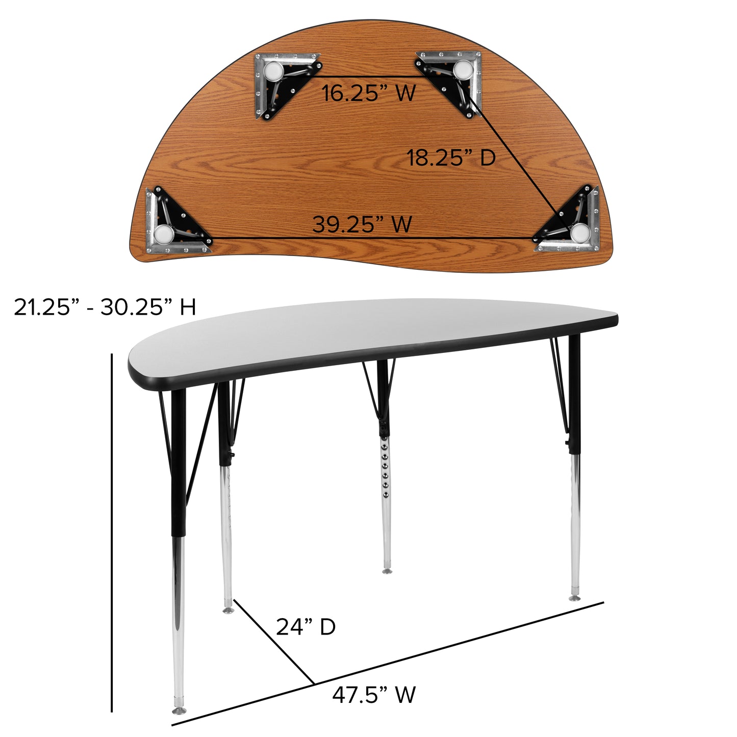 Emmy 76" Oval Wave Flexible Laminate Activity Table Set with 18" Student Stack Chairs, Grey/Black Grey