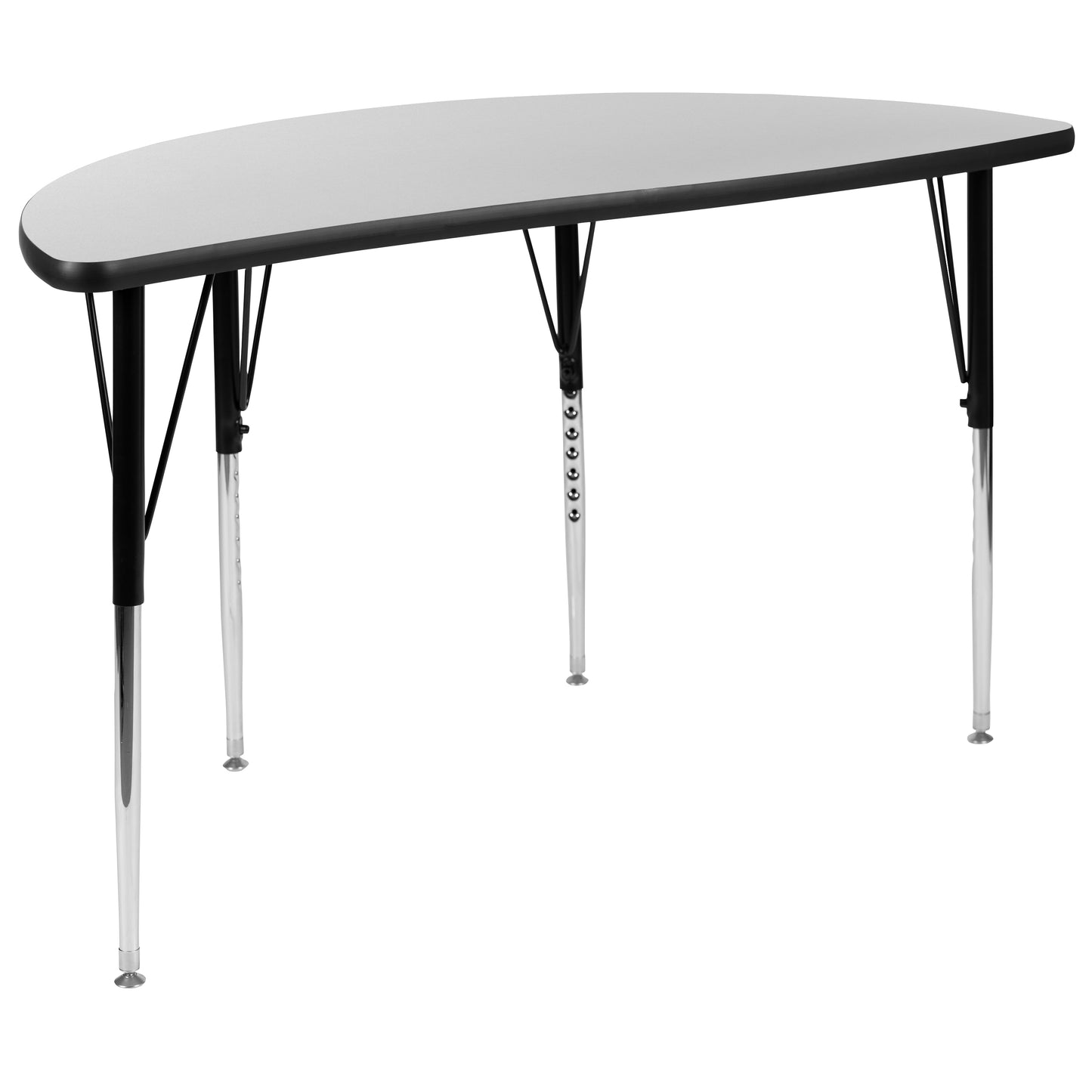 Emmy 47.5" Circle Wave Flexible Laminate Activity Table Set with 18" Student Stack Chairs, Grey/Black Grey
