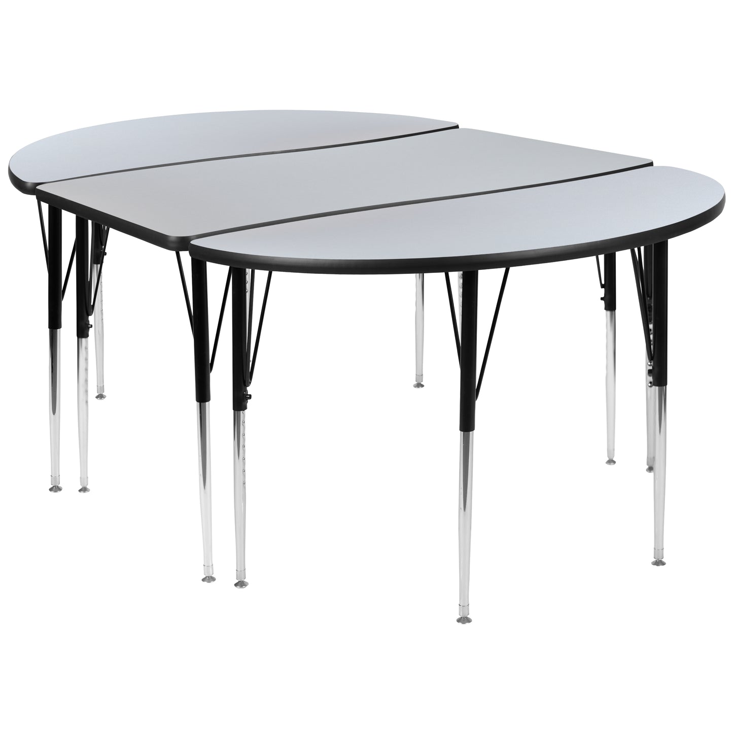 Emmy 2 Piece 76" Oval Wave Flexible Grey Thermal Laminate Activity Table Set - Standard Height Adjustable Legs Grey