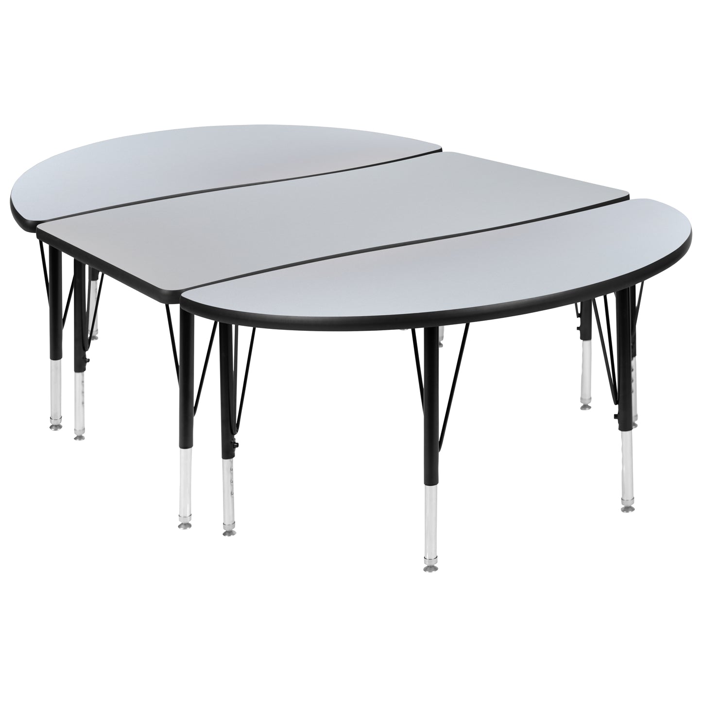 Emmy 2 Piece 76" Oval Wave Flexible Grey Thermal Laminate Activity Table Set - Height Adjustable Short Legs Grey