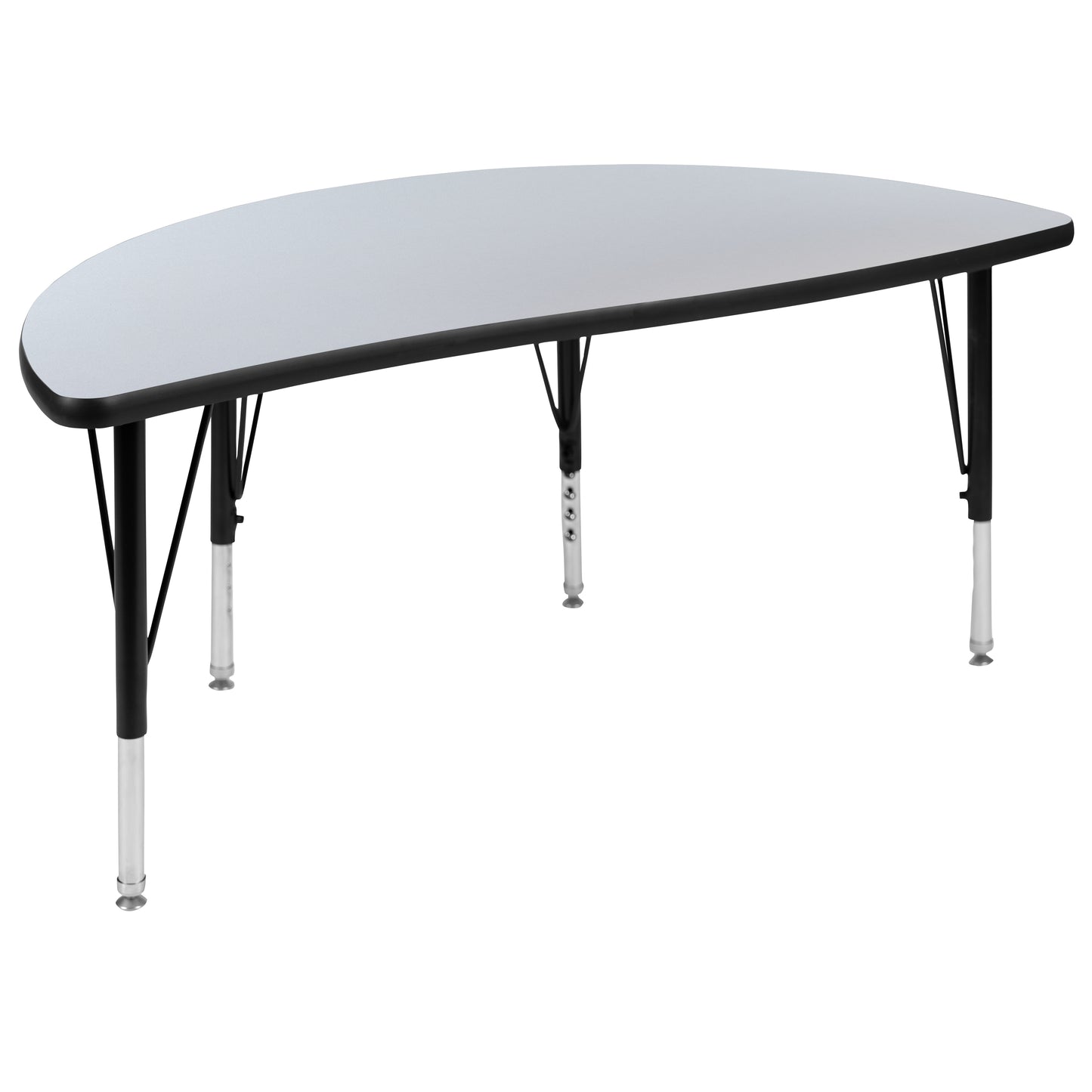 Emmy 2 Piece 76" Oval Wave Flexible Grey Thermal Laminate Activity Table Set - Height Adjustable Short Legs Grey