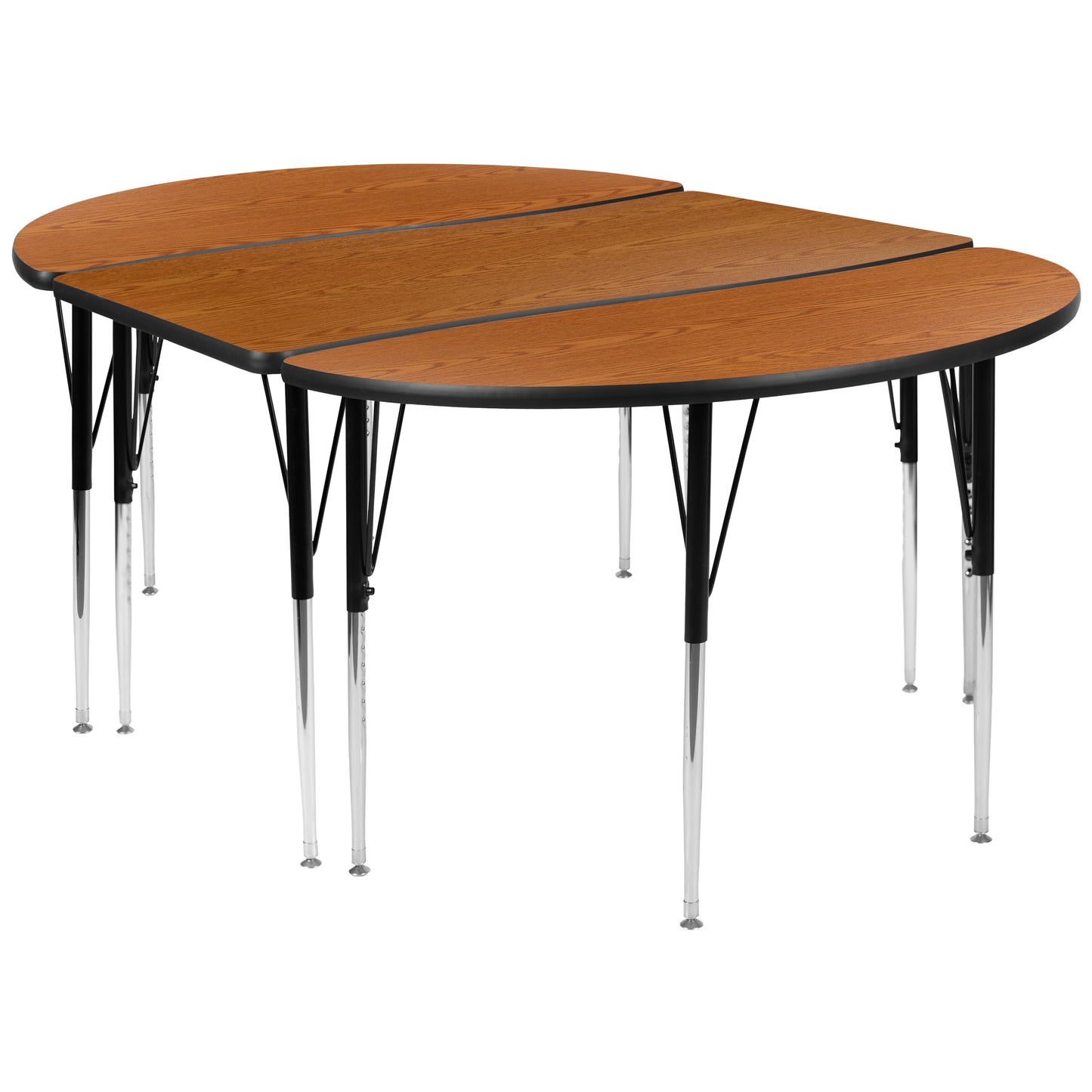 Emmy 2 Piece 76" Oval Wave Flexible Oak Thermal Laminate Activity Table Set - Standard Height Adjustable Legs Oak