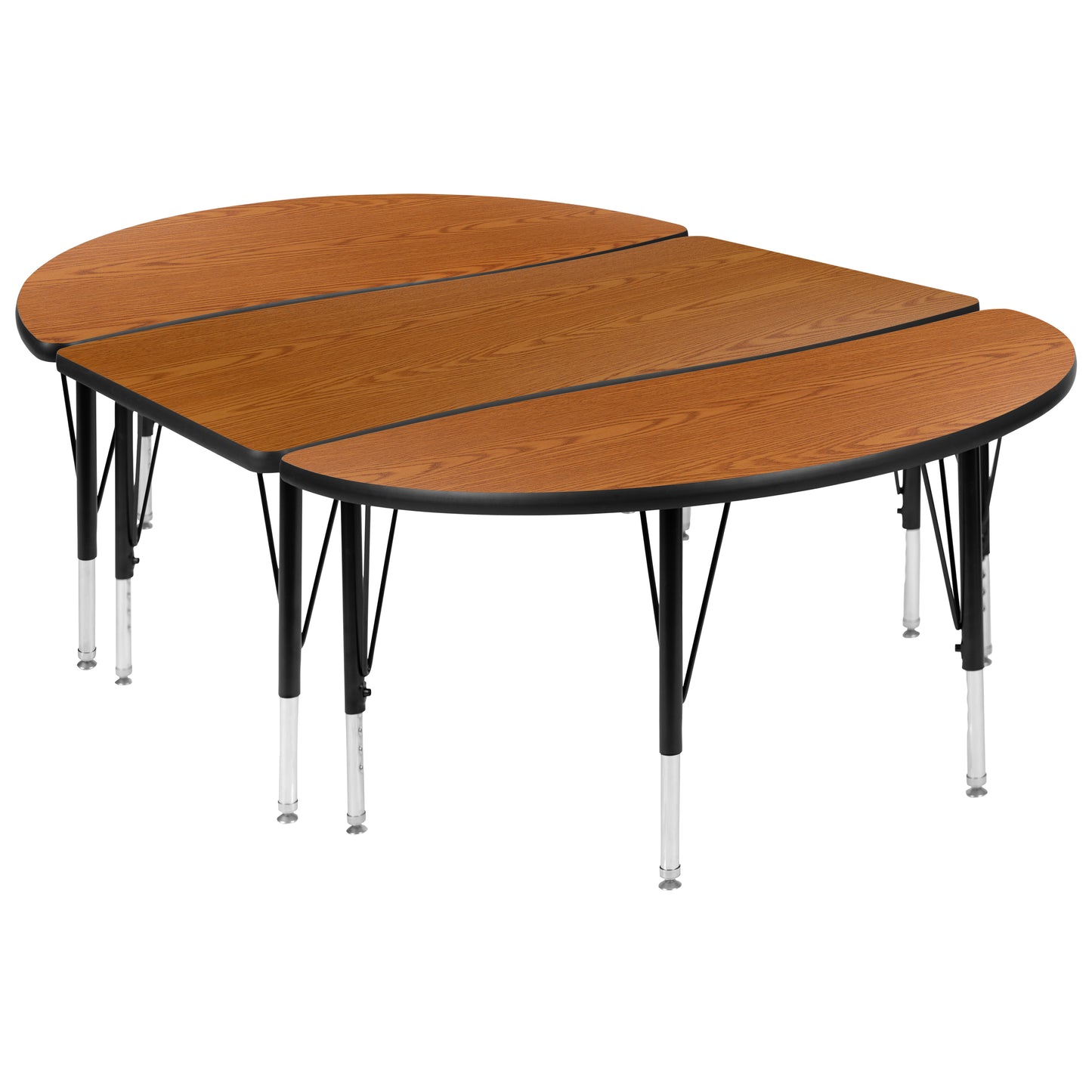 Emmy 2 Piece 76" Oval Wave Flexible Oak Thermal Laminate Activity Table Set - Height Adjustable Short Legs Oak