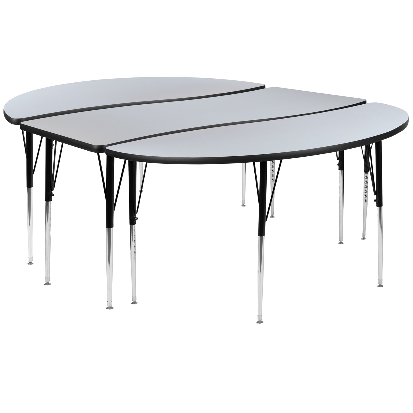 Emmy 2 Piece 86" Oval Wave Flexible Grey Thermal Laminate Activity Table Set - Standard Height Adjustable Legs Grey