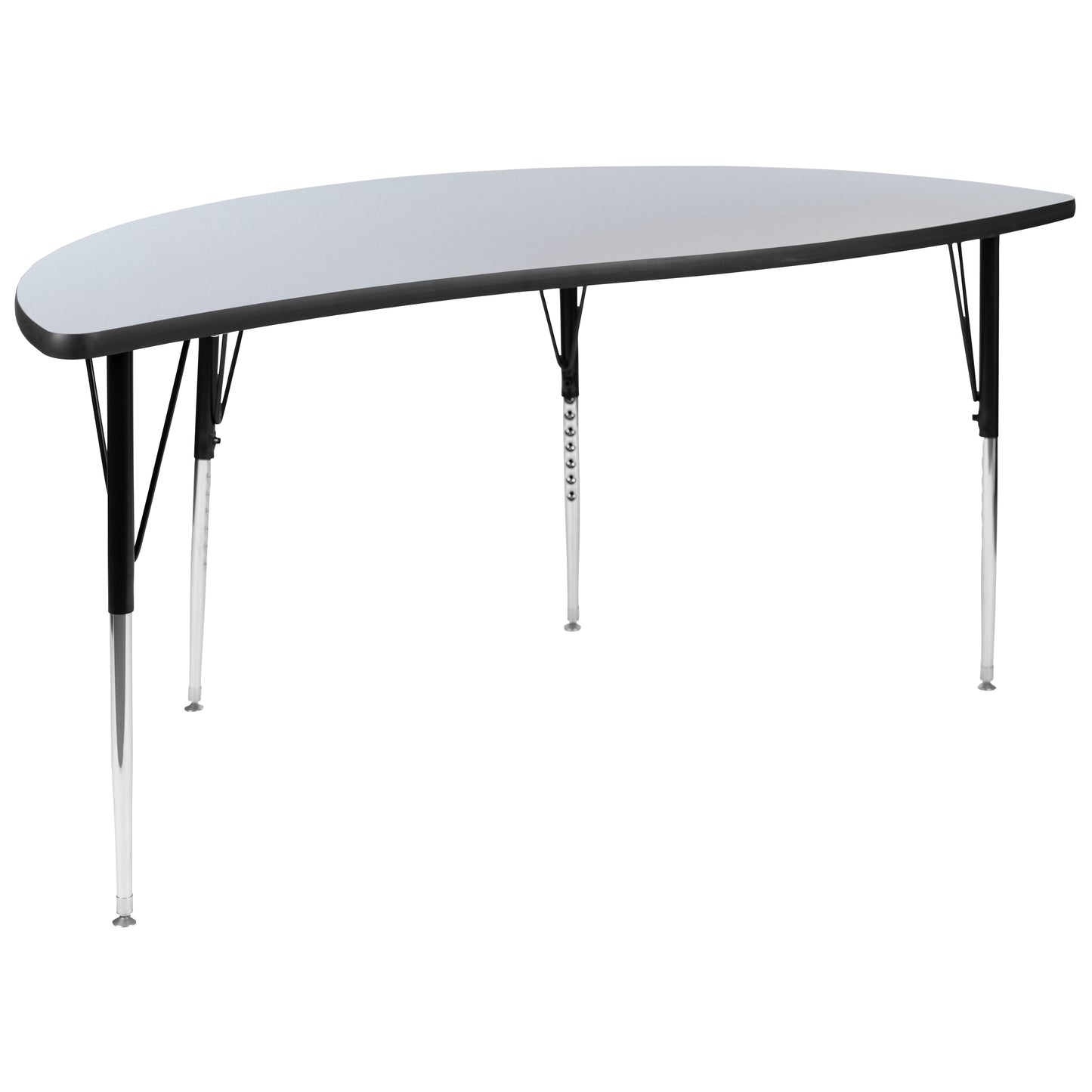 Emmy 2 Piece 86" Oval Wave Flexible Grey Thermal Laminate Activity Table Set - Standard Height Adjustable Legs Grey