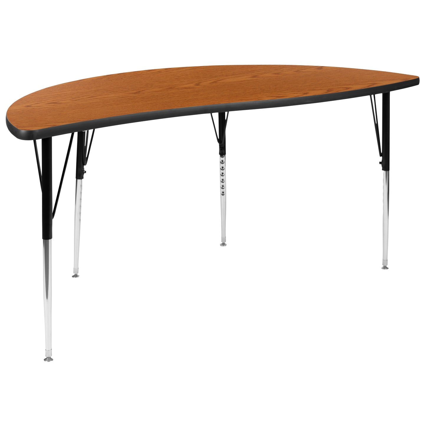 Emmy 2 Piece 86" Oval Wave Flexible Oak Thermal Laminate Activity Table Set - Standard Height Adjustable Legs Oak XU-GRP-A3060CON-60-OAK-T-A-GG