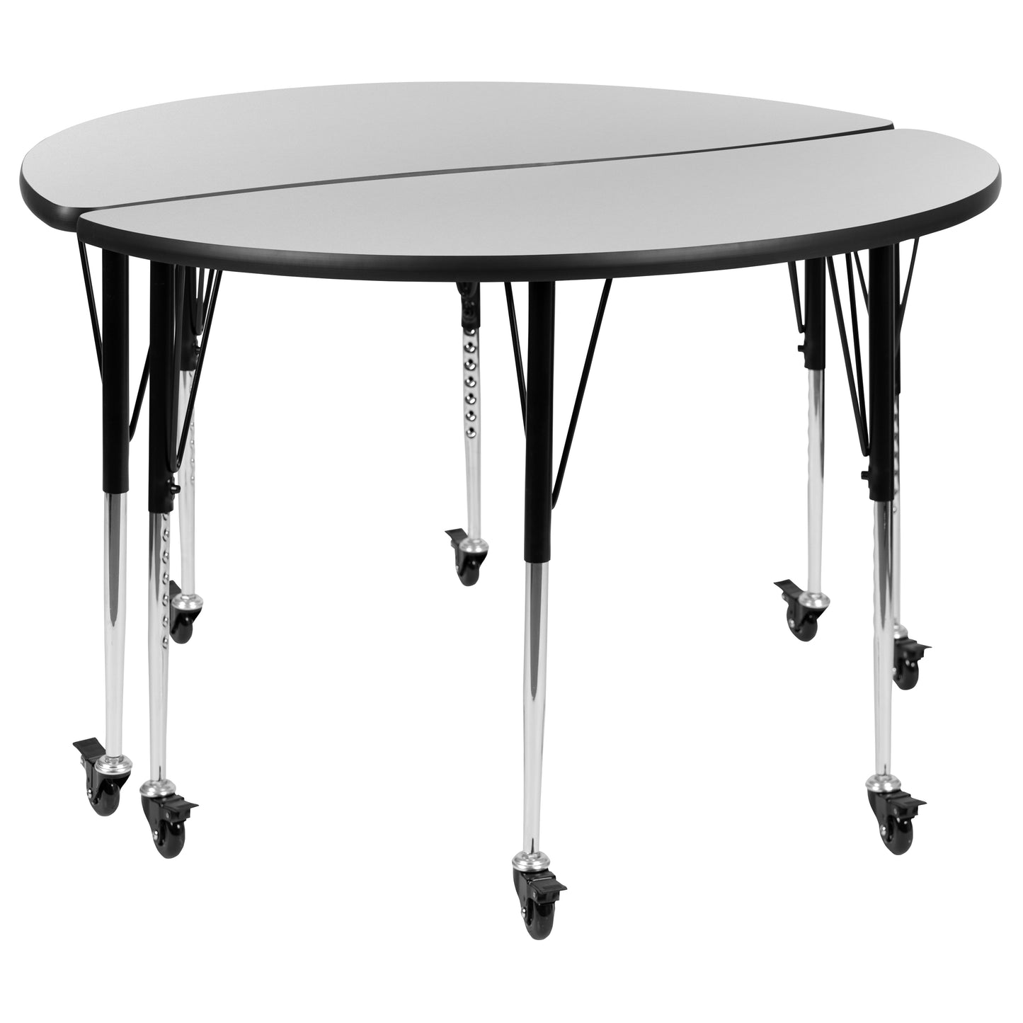 Emmy 2 Piece Mobile 47.5" Circle Wave Flexible Grey Thermal Laminate Adjustable Activity Table Set Grey