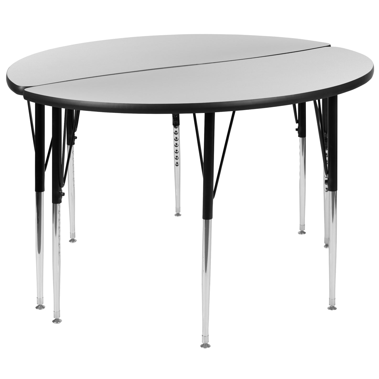 Emmy 2 Piece 47.5" Circle Wave Flexible Grey Thermal Laminate Activity Table Set - Standard Height Adjustable Legs Grey