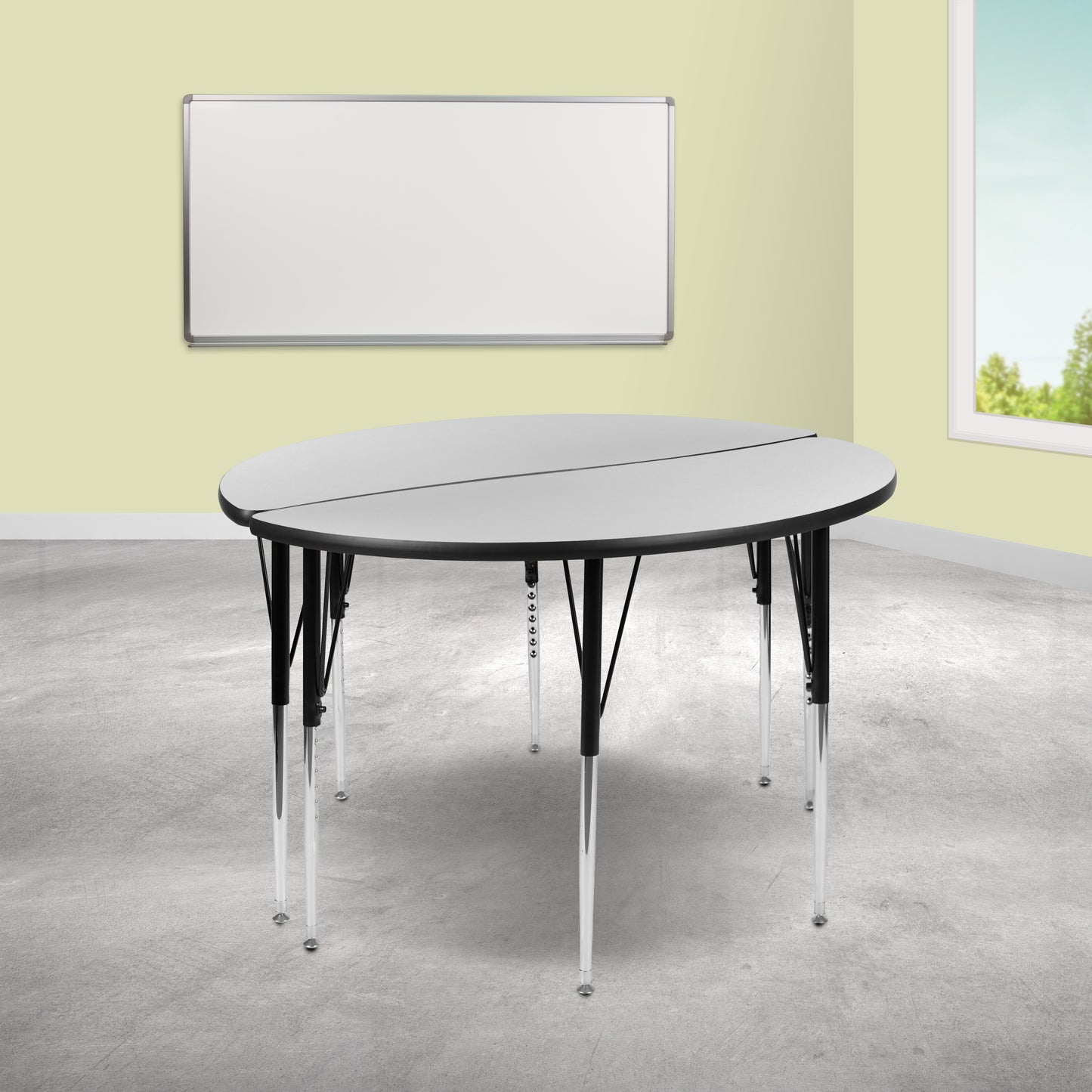 Emmy 2 Piece 47.5" Circle Wave Flexible Grey Thermal Laminate Activity Table Set - Standard Height Adjustable Legs Grey