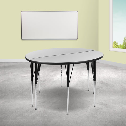 Emmy 2 Piece 47.5" Circle Wave Flexible Grey Thermal Laminate Activity Table Set - Standard Height Adjustable Legs Grey