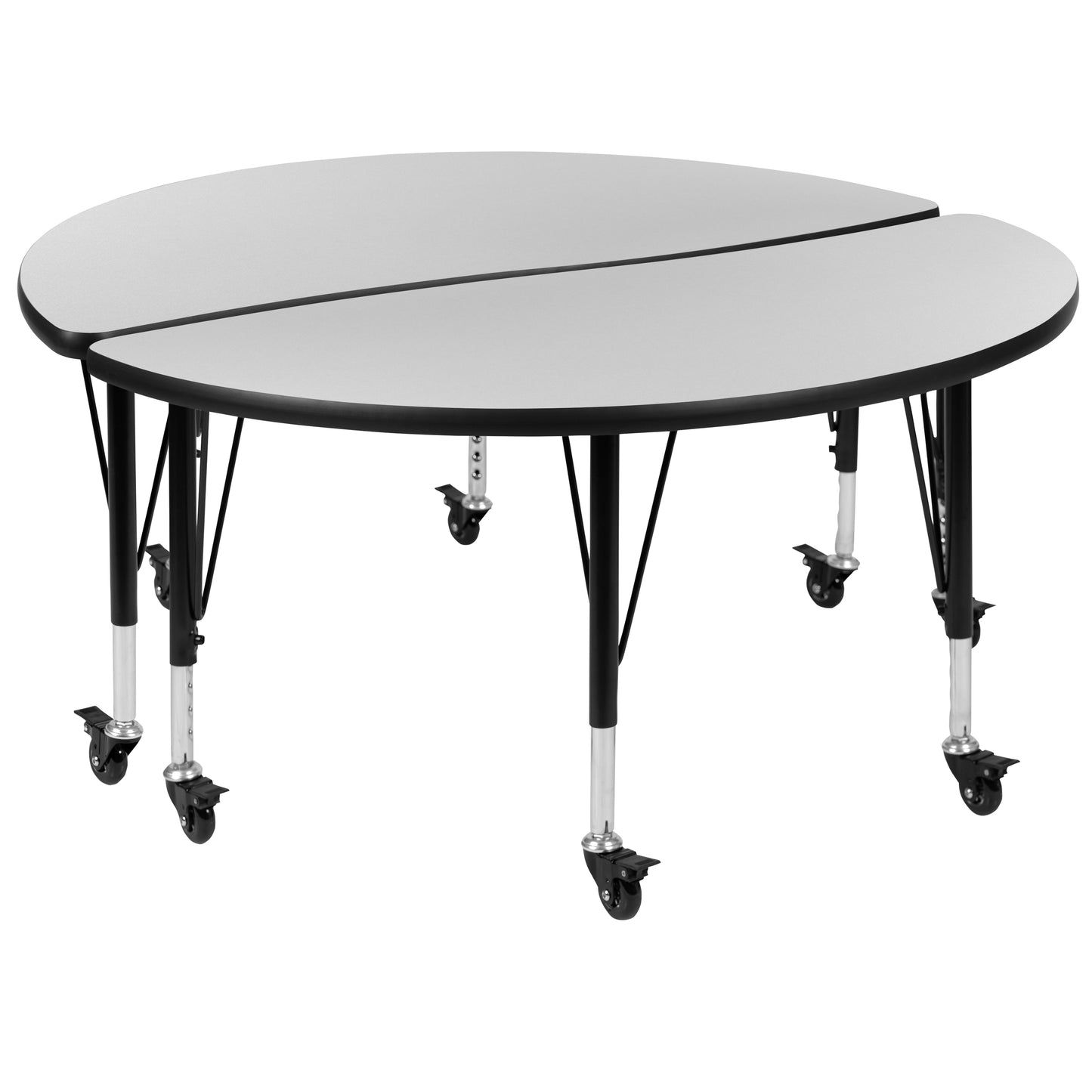 Emmy 2 Piece Mobile 47.5" Circle Wave Flexible Grey Thermal Laminate Kids Adjustable Activity Table Set Grey