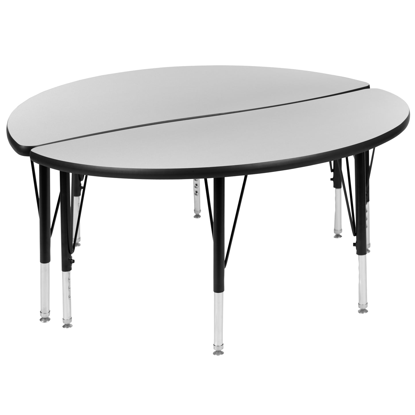 Emmy 2 Piece 47.5" Circle Wave Flexible Grey Thermal Laminate Activity Table Set - Height Adjustable Short Legs Grey