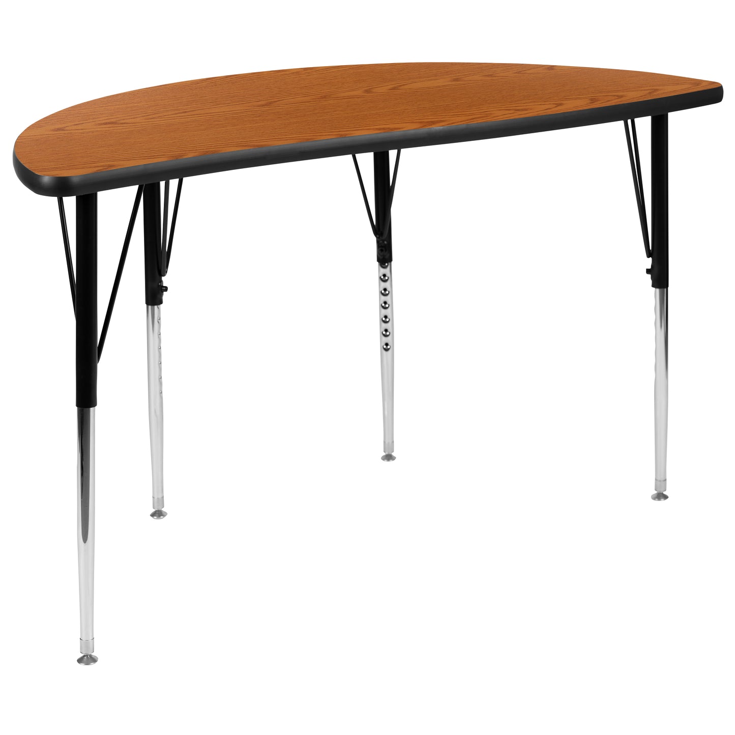 Emmy 2 Piece 47.5" Circle Wave Flexible Oak Thermal Laminate Activity Table Set - Standard Height Adjustable Legs Oak XU-GRP-A48-HCIRC-OAK-T-A-GG