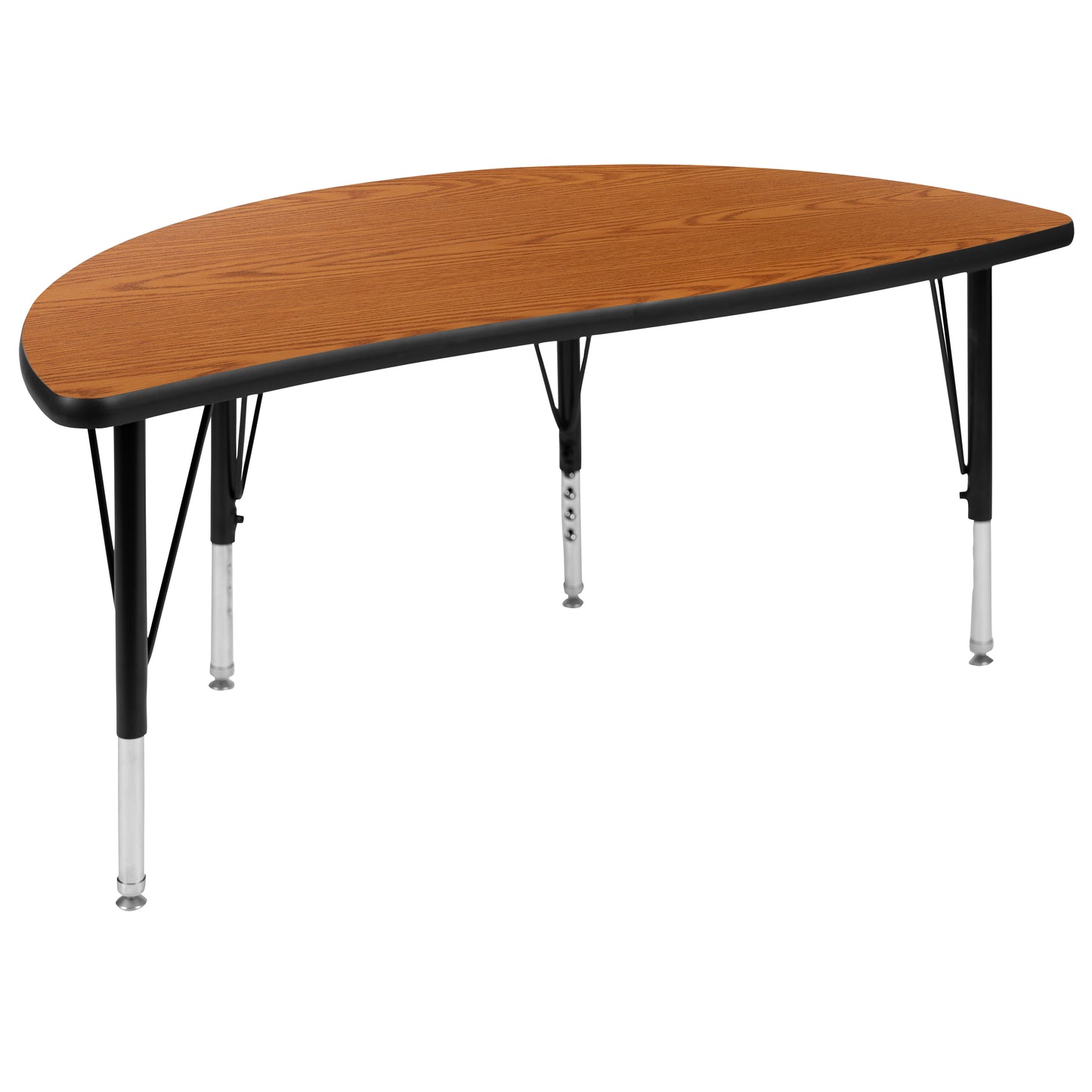 Emmy 2 Piece 47.5" Circle Wave Flexible Oak Thermal Laminate Activity Table Set - Height Adjustable Short Legs Oak XU-GRP-A48-HCIRC-OAK-T-P-GG