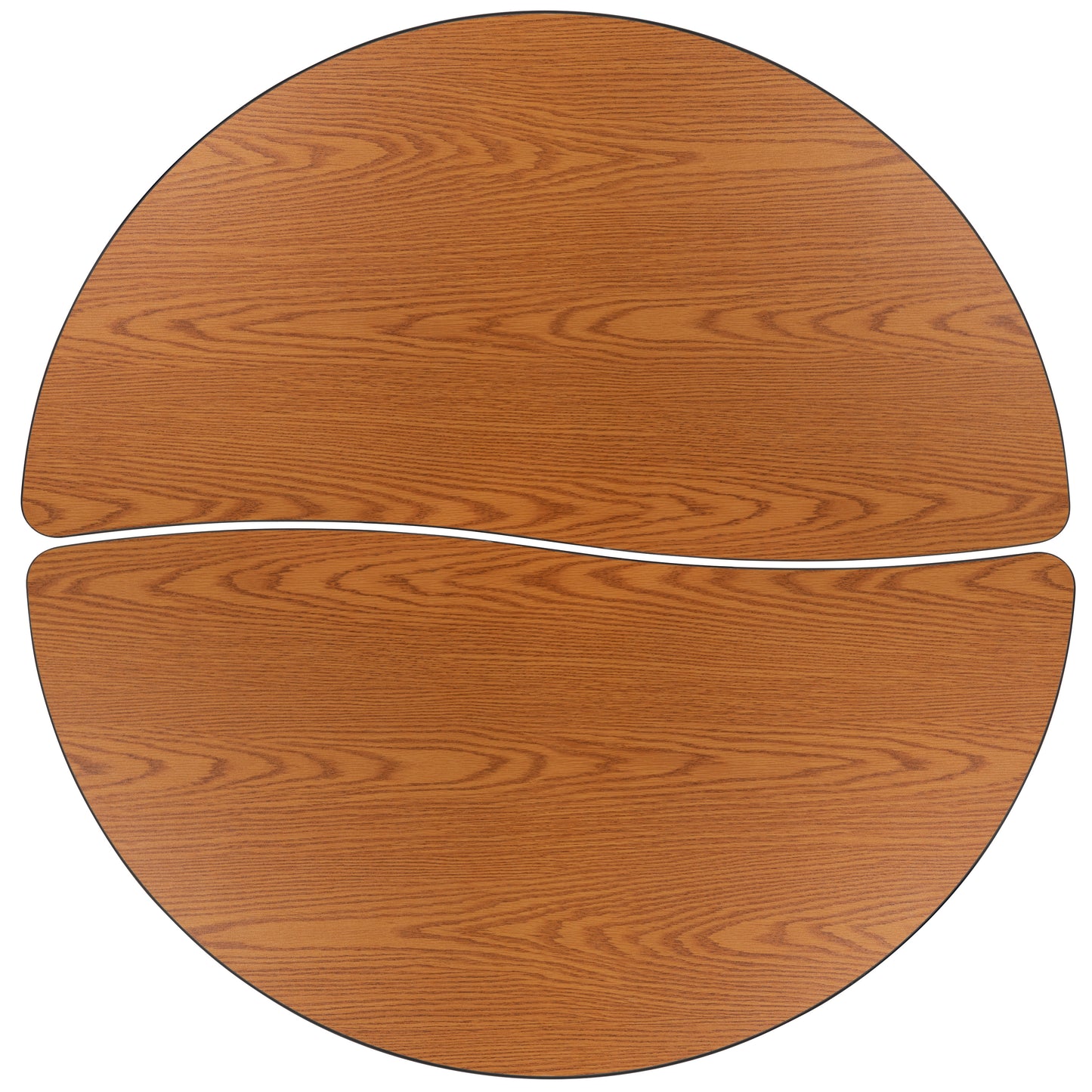 Emmy 2 Piece 47.5" Circle Wave Flexible Oak Thermal Laminate Activity Table Set - Height Adjustable Short Legs Oak XU-GRP-A48-HCIRC-OAK-T-P-GG