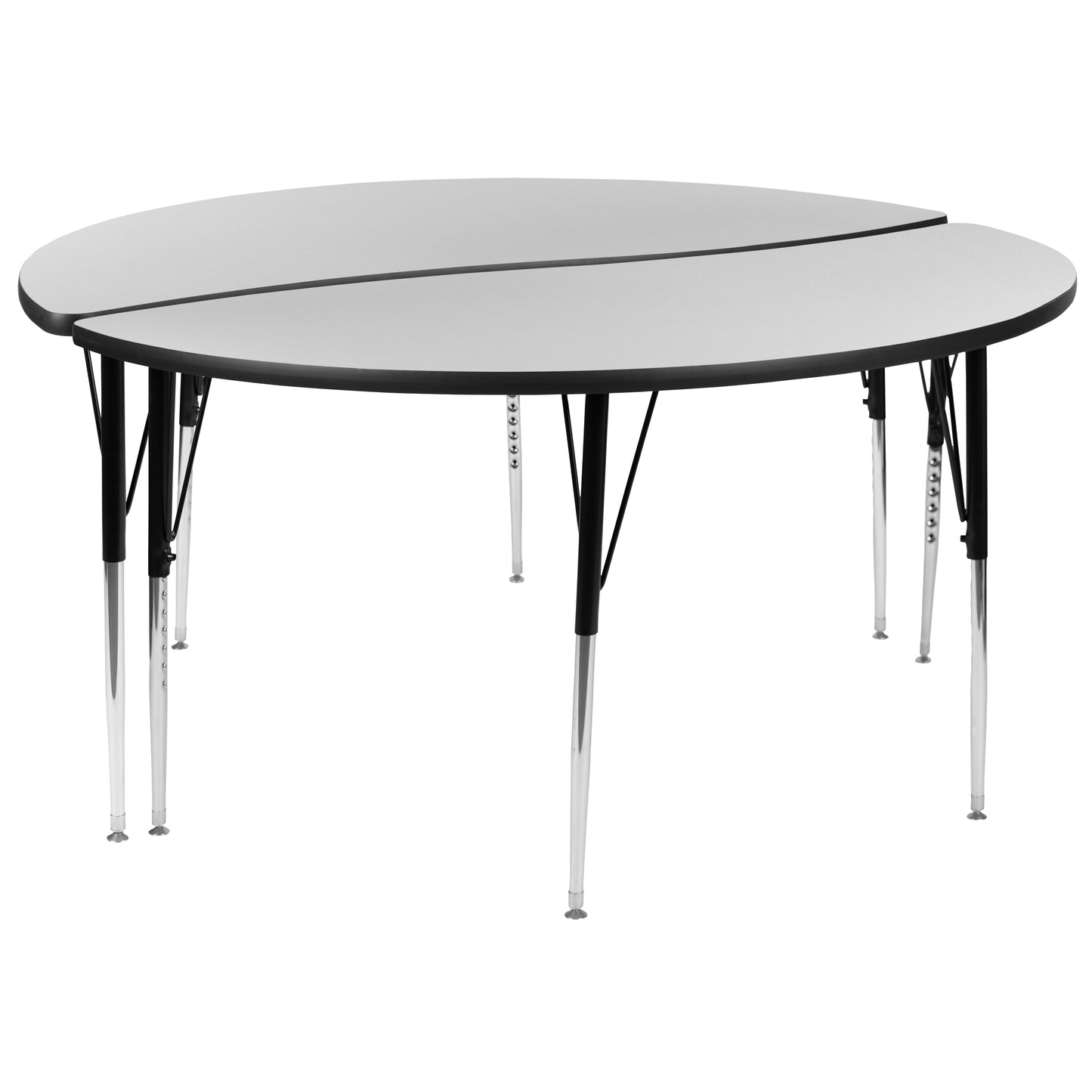 Emmy 2 Piece Emmy 60" Circle Wave Flexible Grey Thermal Laminate Activity Table Set - Standard Height Adjustable Legs Grey