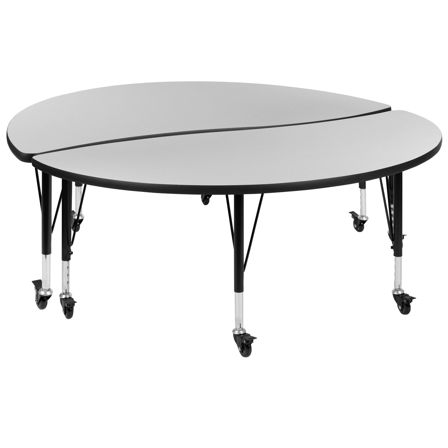 Emmy 2 Piece Mobile Emmy 60" Circle Wave Flexible Grey Thermal Laminate Kids Adjustable Activity Table Set Grey
