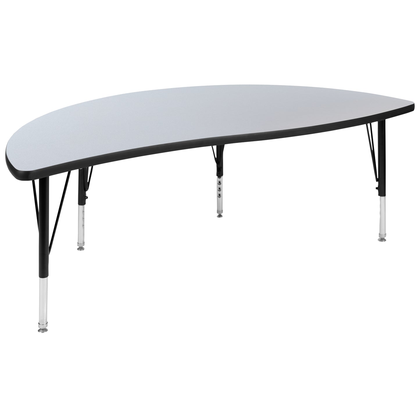 Emmy 2 Piece Emmy 60" Circle Wave Flexible Grey Thermal Laminate Activity Table Set - Height Adjustable Short Legs Grey XU-GRP-A60-HCIRC-GY-T-P-GG