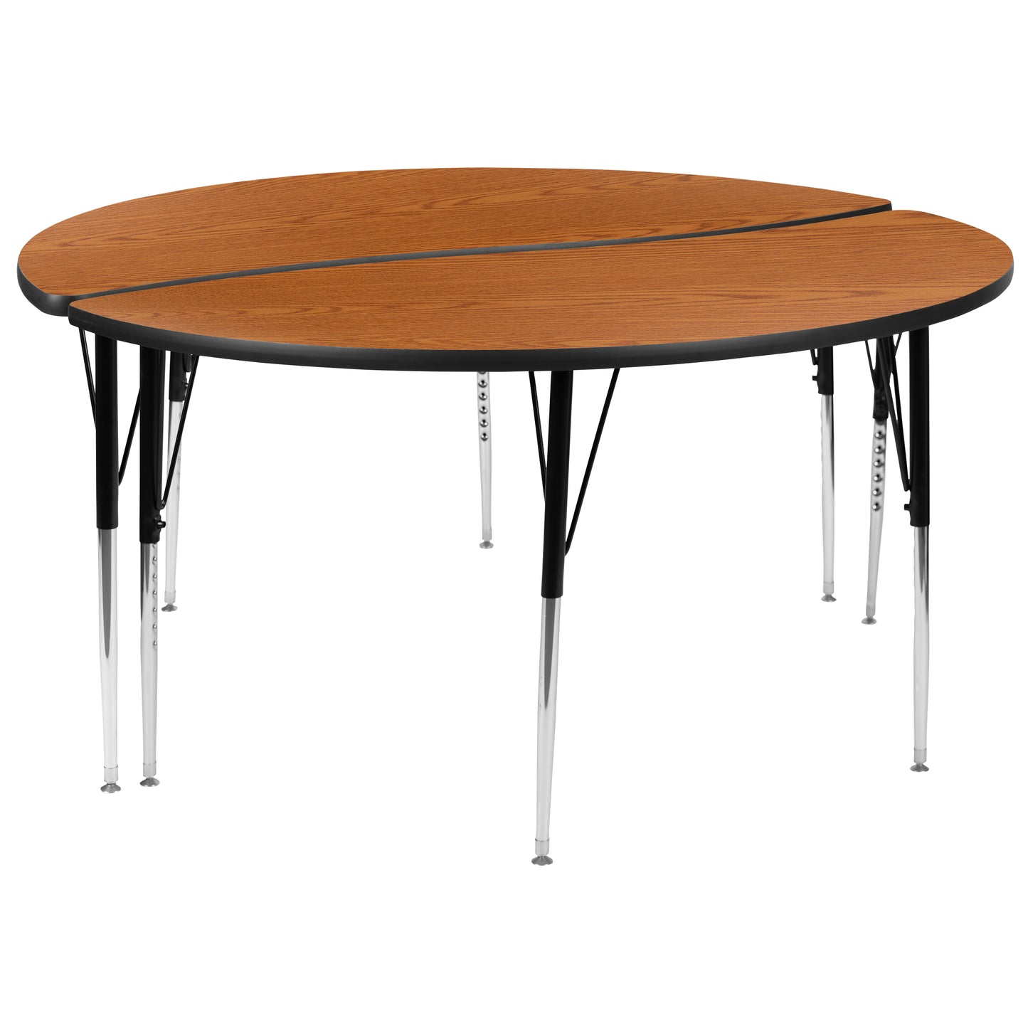 Emmy 2 Piece Emmy 60" Circle Wave Flexible Oak Thermal Laminate Activity Table Set - Standard Height Adjustable Legs Oak