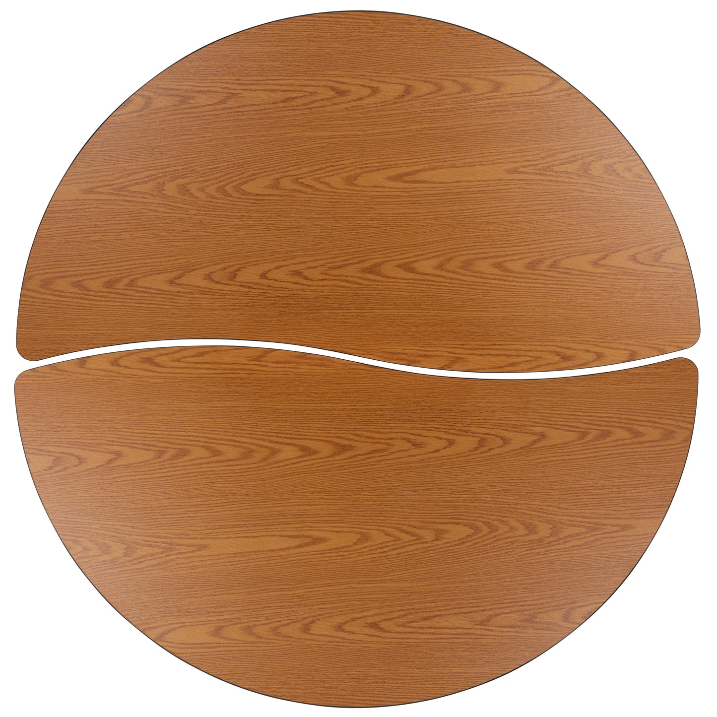 Emmy 2 Piece Emmy 60" Circle Wave Flexible Oak Thermal Laminate Activity Table Set - Standard Height Adjustable Legs Oak