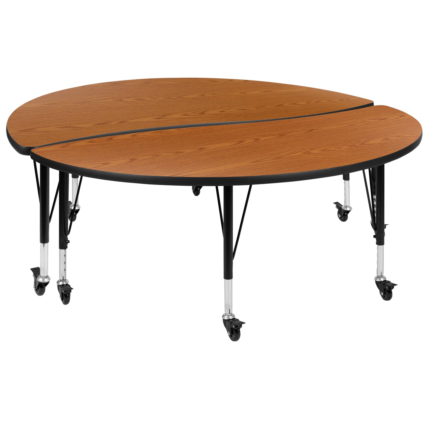 Emmy 2 Piece Mobile Emmy 60" Circle Wave Flexible Oak Thermal Laminate Kids Adjustable Activity Table Set Oak
