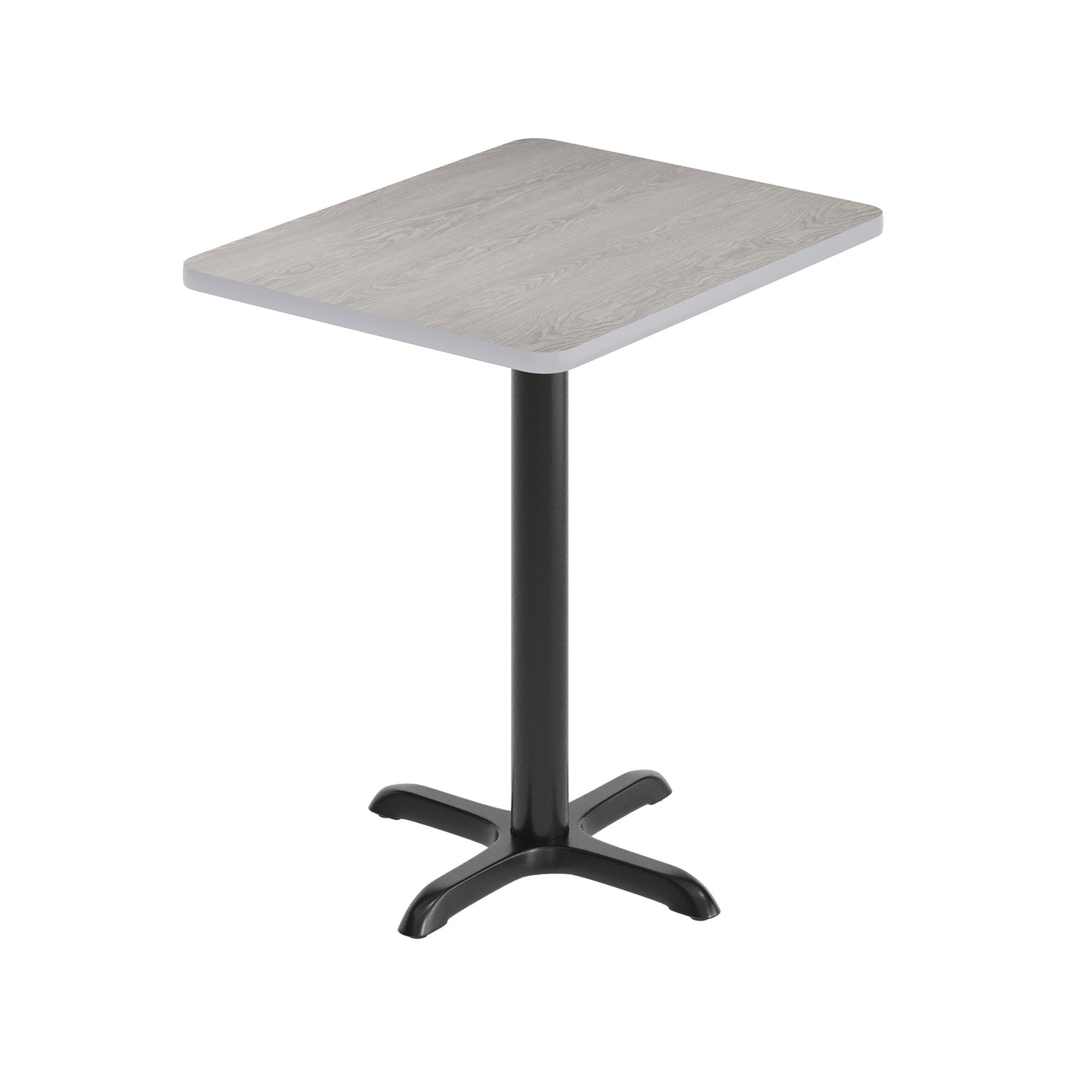 Graniss 24'' x 30'' Gray Rectangular Laminate Table Top with Black 22 x 22 "X" Style Table Height Base Gray