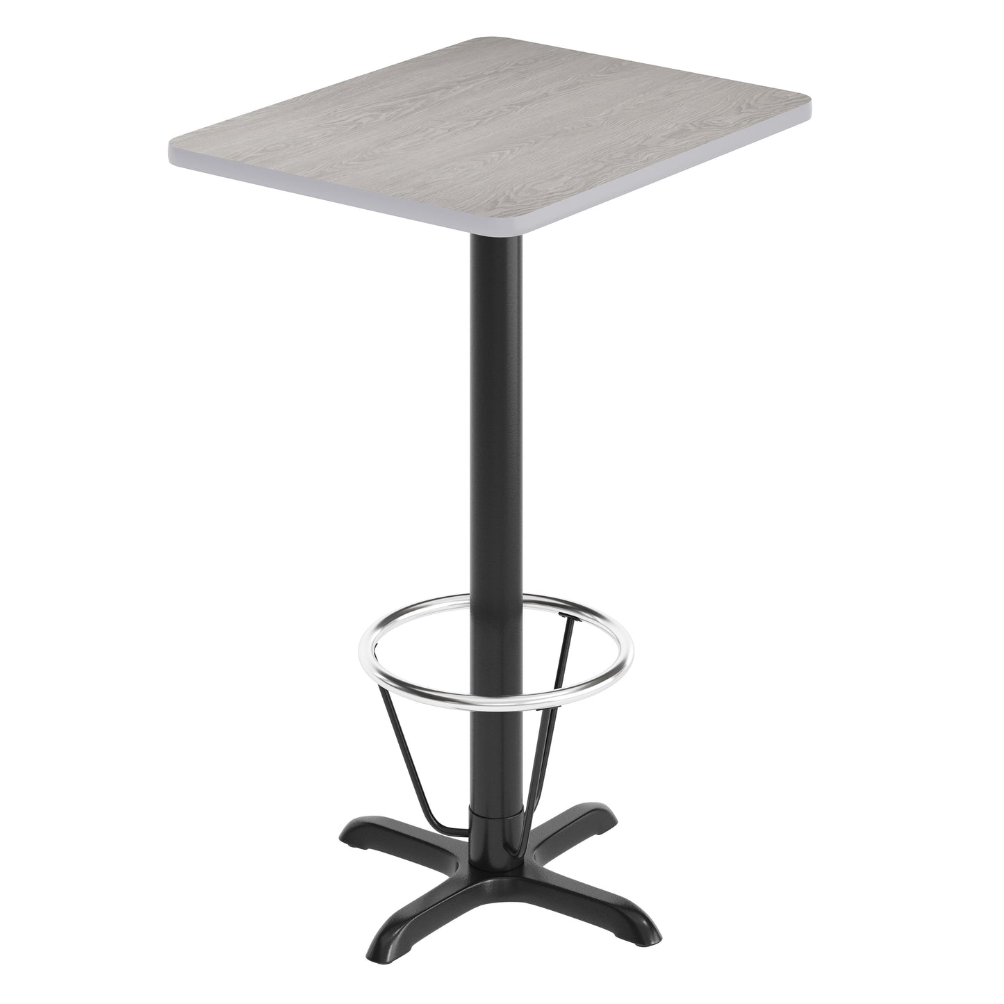 Stiles 24'' x 30'' Gray Rectangular Laminate Table Top with Black 22 x 22 "X" Style Bar Height Base with Footring Gray