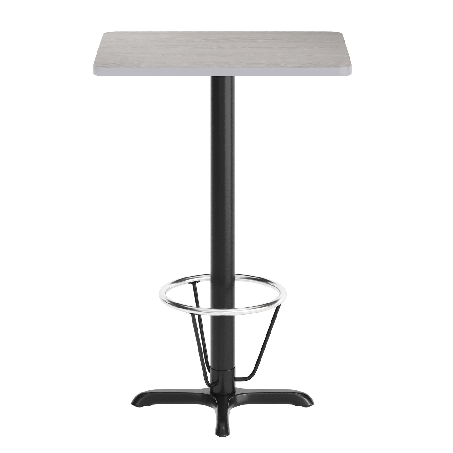 Stiles 24'' x 30'' Gray Rectangular Laminate Table Top with Black 22 x 22 "X" Style Bar Height Base with Footring Gray