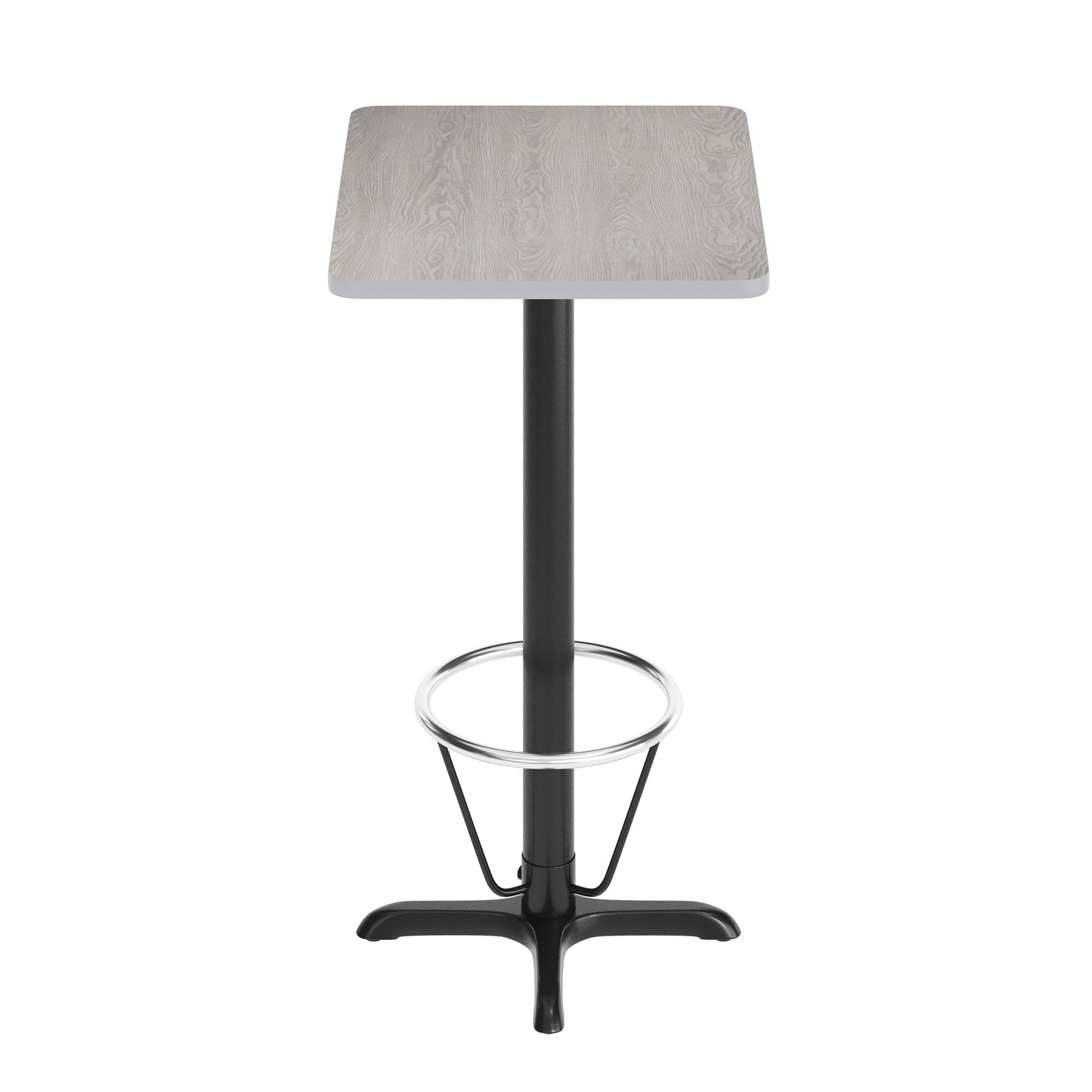 Stiles 24'' x 30'' Gray Rectangular Laminate Table Top with Black 22 x 22 "X" Style Bar Height Base with Footring Gray