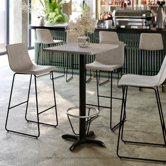 Stiles 24'' x 30'' Gray Rectangular Laminate Table Top with Black 22 x 22 "X" Style Bar Height Base with Footring Gray