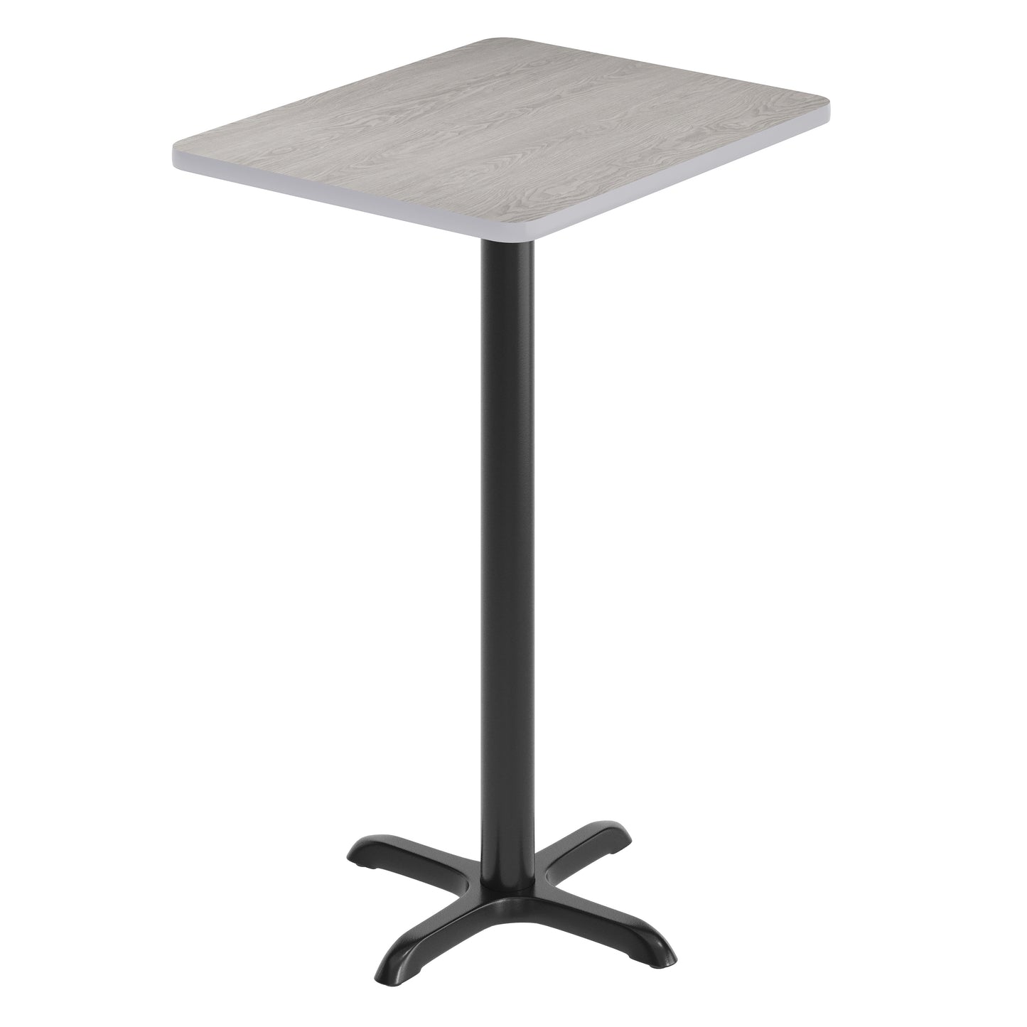 Stiles 24'' x 30'' Gray Rectangular Laminate Table Top with Black 22 x 22 "X" Style Bar Height Base Gray