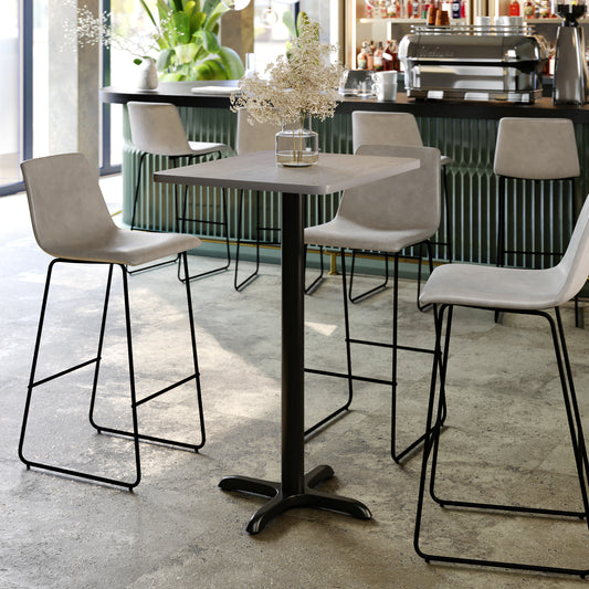 Stiles 24'' x 30'' Gray Rectangular Laminate Table Top with Black 22 x 22 "X" Style Bar Height Base Gray