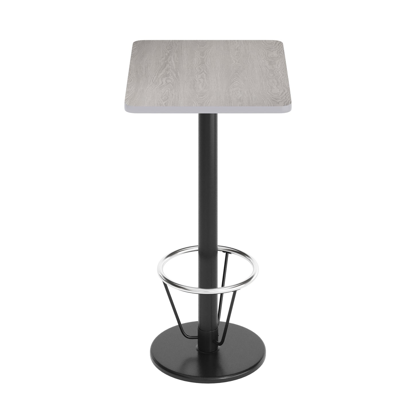 Stiles 24'' x 30'' Gray Rectangular Laminate Table Top with Black 18" Round Bar Height Table Base with Footring Gray