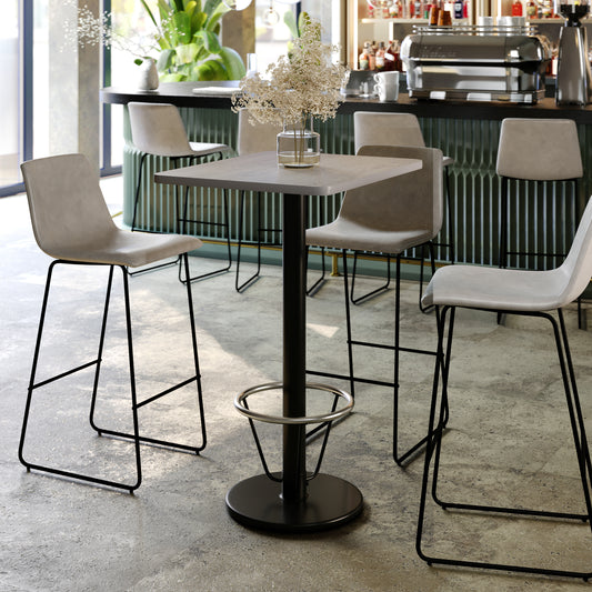 Stiles 24'' x 30'' Gray Rectangular Laminate Table Top with Black 18" Round Bar Height Table Base with Footring Gray