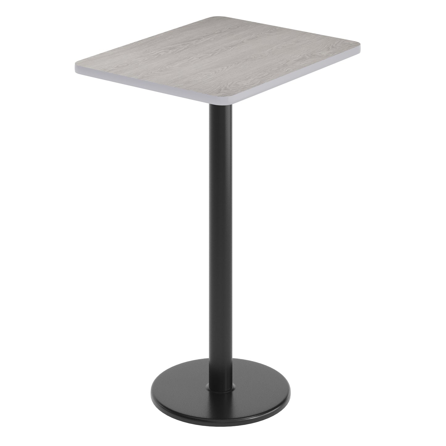 Stiles 24'' x 30'' Gray Rectangular Laminate Table Top with Black 18" Round Bar Height Table Base Gray
