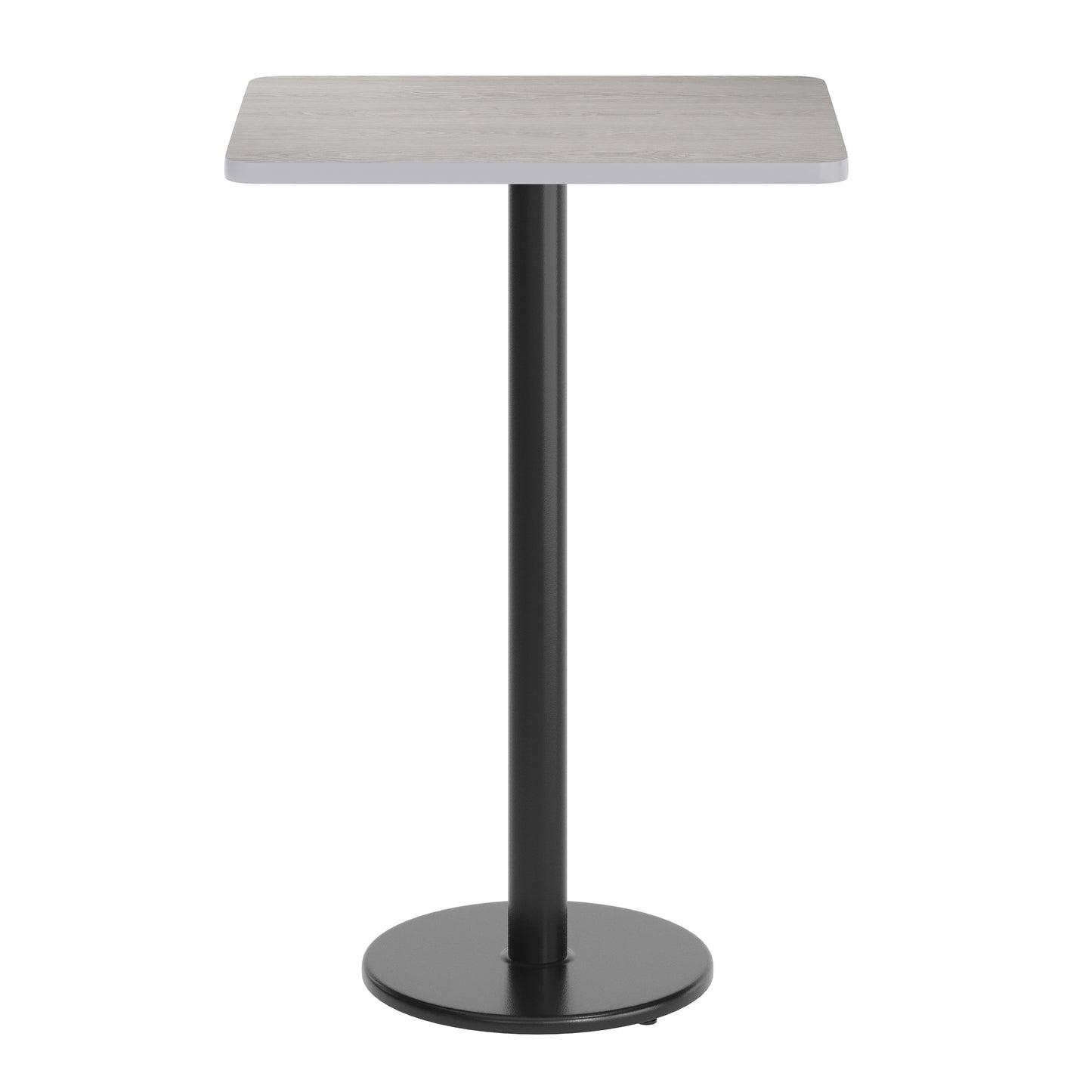 Stiles 24'' x 30'' Gray Rectangular Laminate Table Top with Black 18" Round Bar Height Table Base Gray