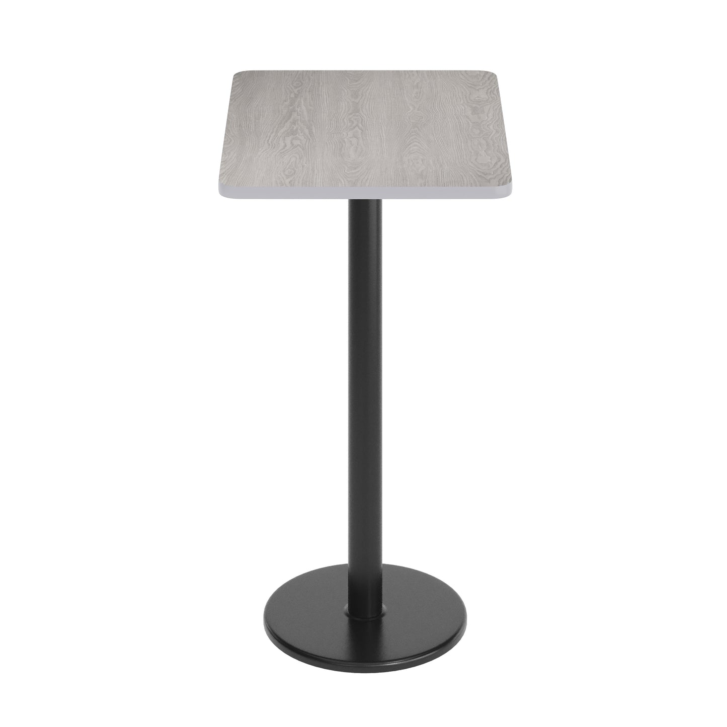 Stiles 24'' x 30'' Gray Rectangular Laminate Table Top with Black 18" Round Bar Height Table Base Gray