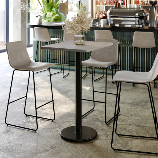Stiles 24'' x 30'' Gray Rectangular Laminate Table Top with Black 18" Round Bar Height Table Base Gray