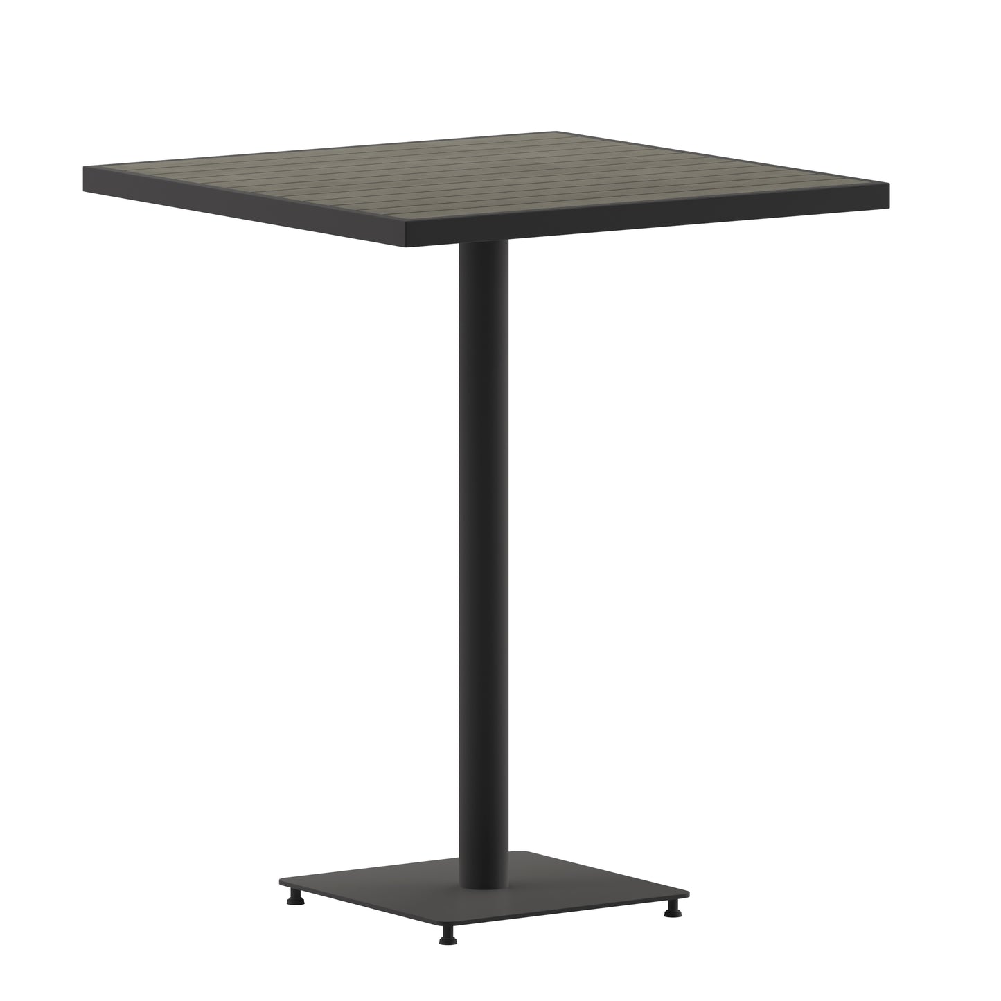 Lark Commercial Grade 32" Square Outdoor Bar Height Table with Gray Wash Poly Resin Slats Gray Wash