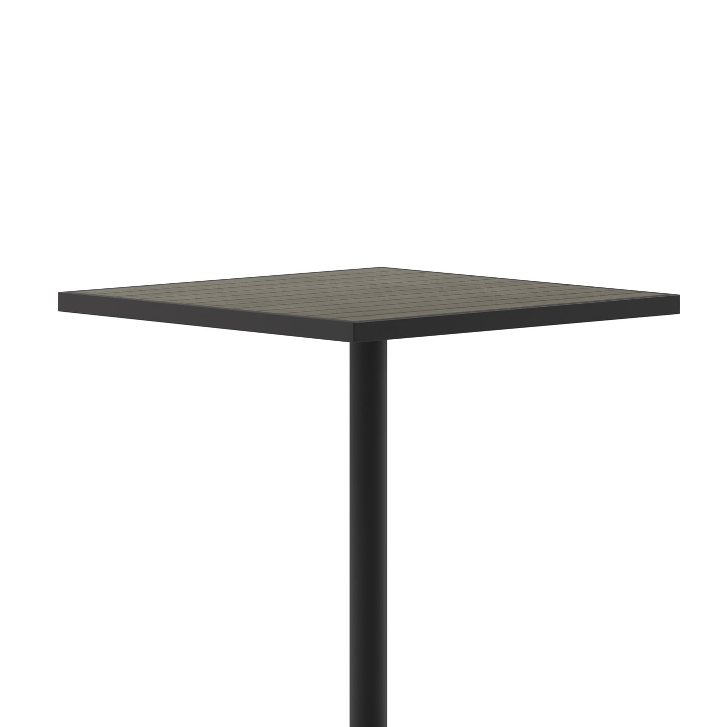 Lark Commercial Grade 32" Square Outdoor Bar Height Table with Gray Wash Poly Resin Slats Gray Wash
